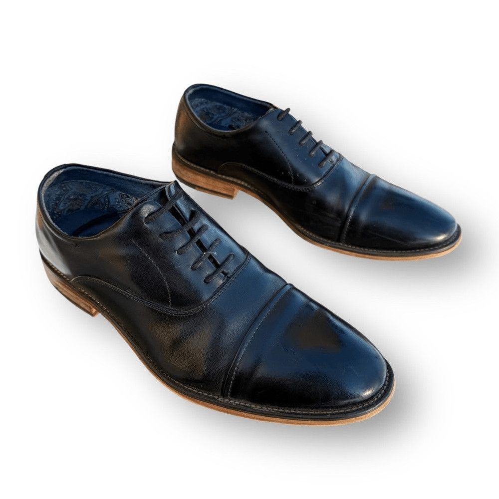 Bruno Marc Men's Louis-2 Cap Tow Oxford Dres Shoes Black Leather size 9
